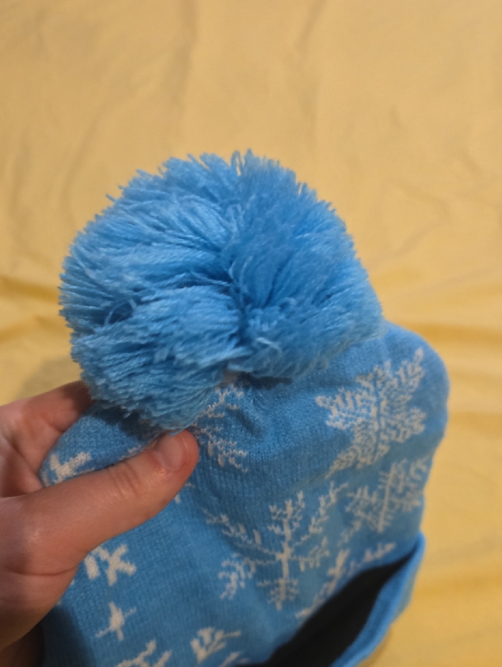 Blue Snowflake Knit Hat With Pompom - Picture 4 of 4